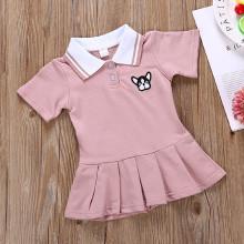 Shein Girls Dog Embroidery Pleated Dress