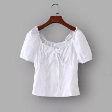 Shein Lace Trim Puff Sleeve Blouse