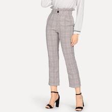 Shein Plaid Ruffle Trim Pants