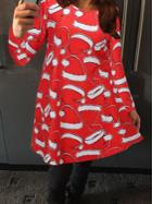 Shein Red Christmas Hats Print Shift Dress