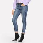 Shein Ripped Pocket Front Zip Detail Jeans