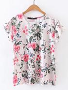 Shein Ruffle Sleeve Floral Top