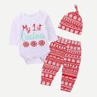 Shein Baby Christmas Print Jumpsuit & Pants & Hat