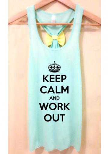 Rosewe Letter Print Light Blue Tank Top