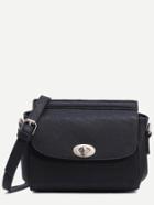 Shein Black Turnlock Closure Structured Flap Bag