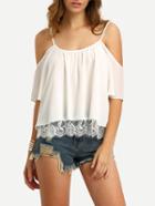 Shein Cold Shoulder Lace Insert Chiffon Top