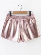Shein Pink Elastic Waist Pu Shorts