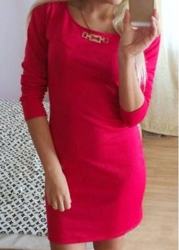 Rosewe Back Zipper Closure Round Neck Bodycon Dress