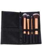 Shein Black Gold 4pcs Makeup Brushs With Cosmetic Bag