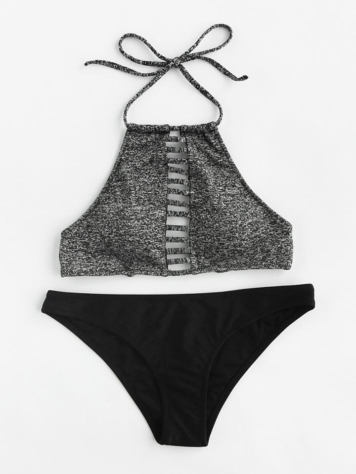 Shein Ladder Cutout Mix & Match Halter Bikini Set