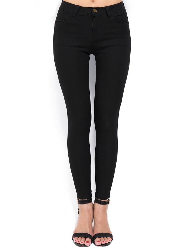Shein Black Slim Embroidered Pockets Pant