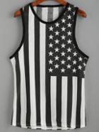 Shein Contrast Stars And Stripes Print Tank Top