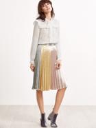 Shein Color Block Silky Pleated Skirt