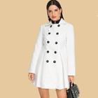 Shein Double Breasted Scallop Detail Flared Coat