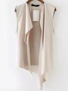 Shein Beige Sleeveless Casual Asymmetrical Vest
