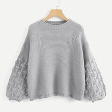 Shein Textured Lantern Sleeve Jumper
