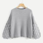 Shein Textured Lantern Sleeve Jumper