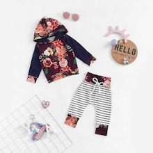 Shein Toddler Girls Floral Print Sweatshirt With Pants