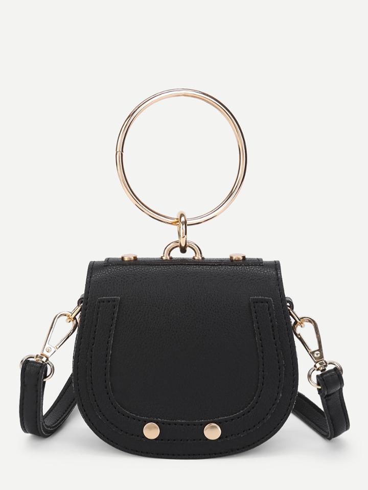 Shein Pu Saddle Bag With Ring Handle