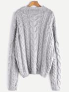Shein Grey Funnel Neck Cable Knit Chunky Sweater