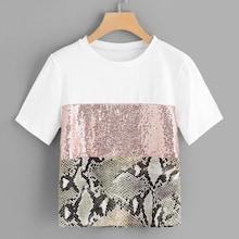 Shein Contrast Sequin Panel Tee
