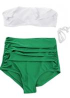 Rosewe High Waist Padded Ruched Two Piece Swimwear
