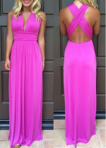 Rosewe Cross Back High Waist Maxi Dress