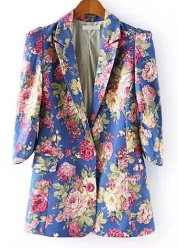 Rosewe Gorgeous Three Quarter Sleeve Turndown Collar Printed Suit