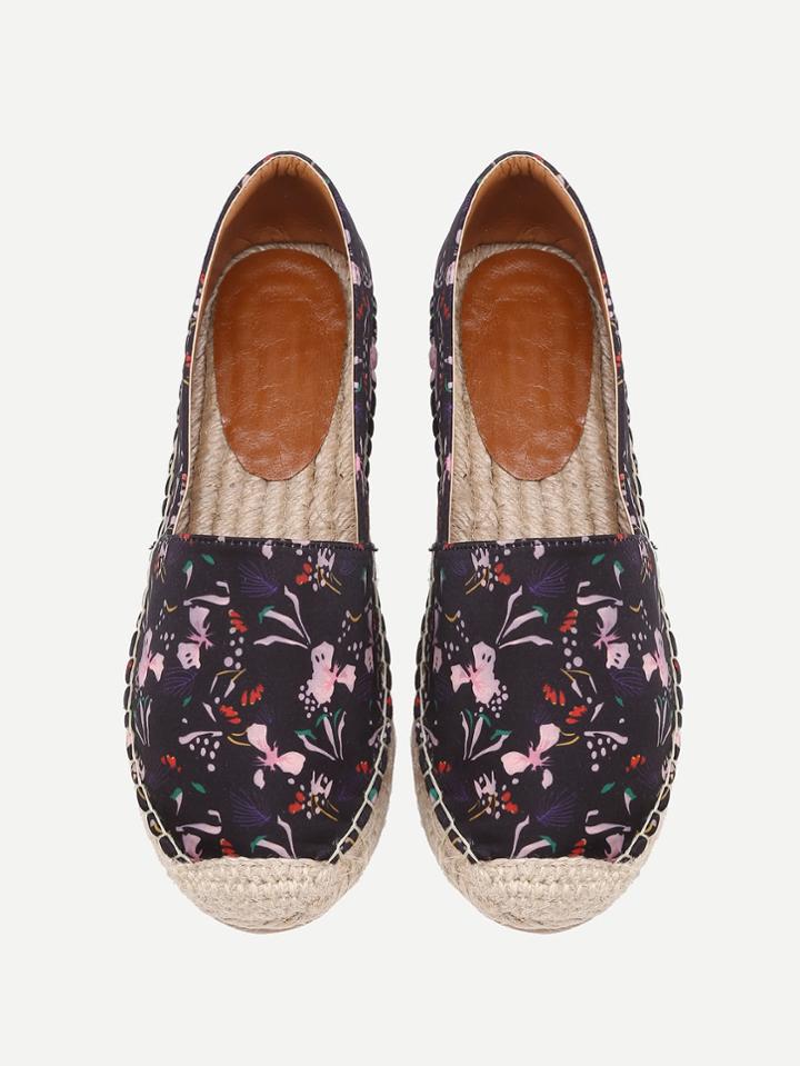 Shein Calico Print Cap Toe Espadrilles