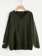 Shein Drop Shoulder Shredded Jumper
