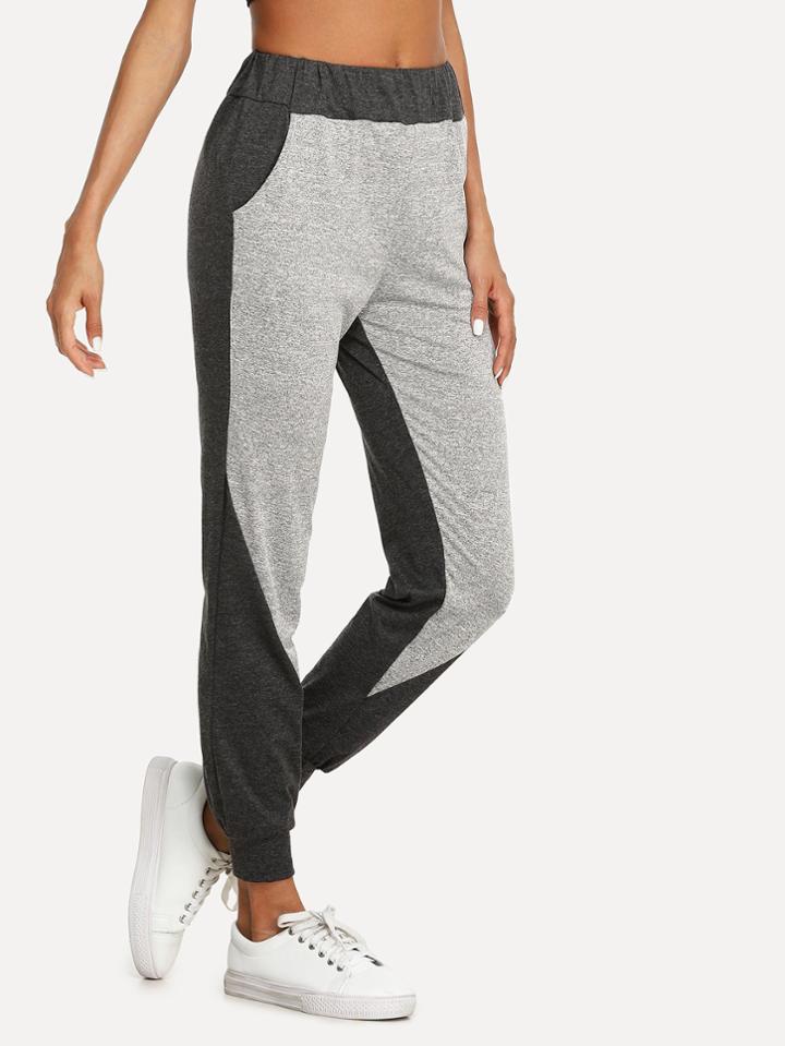 Shein Elastic Waist Color Block Pants