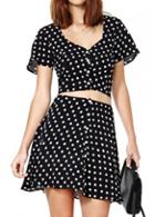 Rosewe Fabulous Short Sleeve Polka Dot Design Mini Dress
