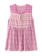 Shein Ladder Lace Insert Ornate Print Shell Top