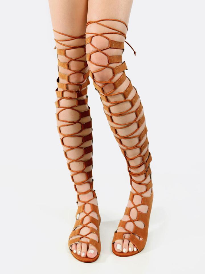 Shein Lace Up Zip Back Gladiator Sandals
