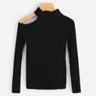 Shein Cut Out Shoulder Rib Sweater
