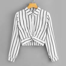 Shein Twist Front Striped Blouse
