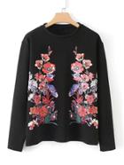 Shein Floral Print Rib Sweatshirt