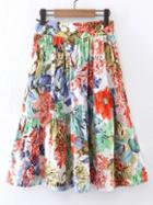 Shein Flower Print A Line Skirt