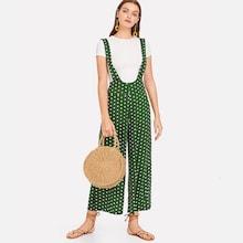 Shein Polka Dot Print Pinafore Wide Leg Pants