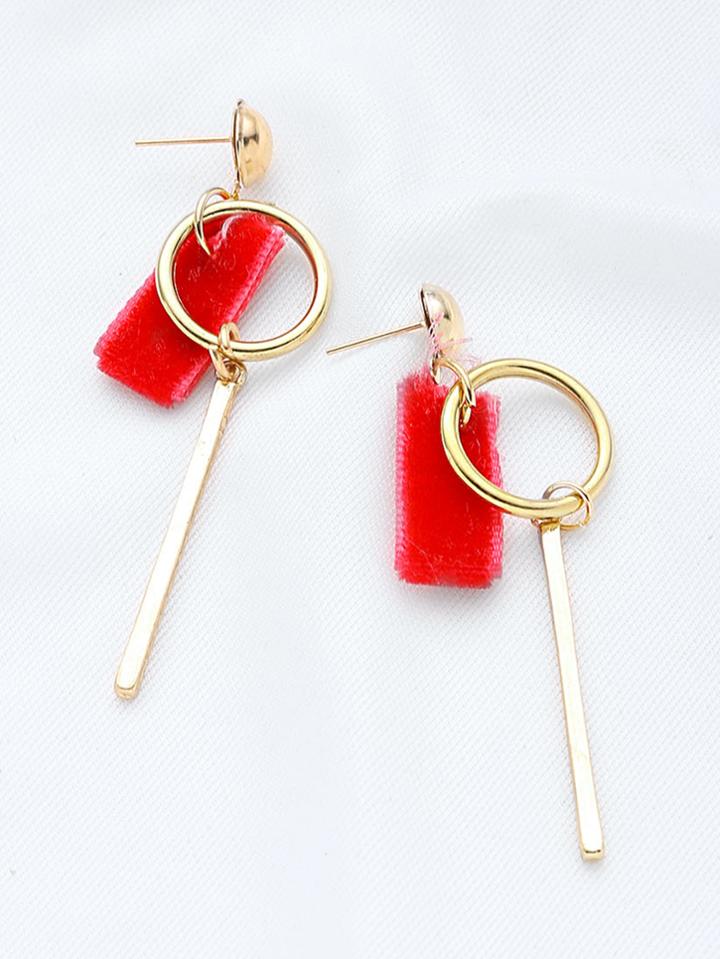 Shein Key Shaped With Red Velvet Earrings