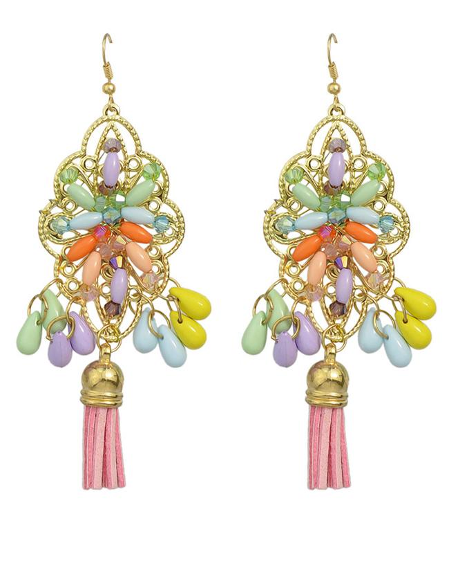 Shein Beautiful Beads And Tassel Earrings