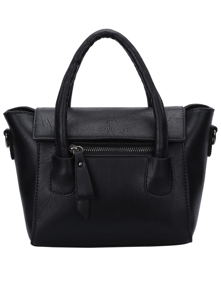 Shein Black Zipper Magnetic Flap Over Tote Bag