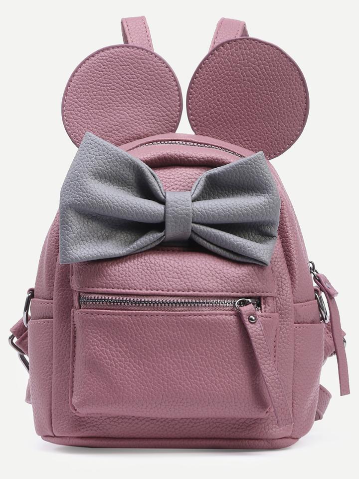 Shein Contrast Bow Mickey Ear Backpack