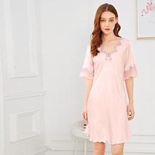Shein Lace Embroidered Knot Detail Night Dress