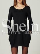 Shein Black Informal Long Sleeve Round Neck Dress