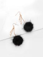 Shein Pom Pom Design Drop Earrings With Metal Star