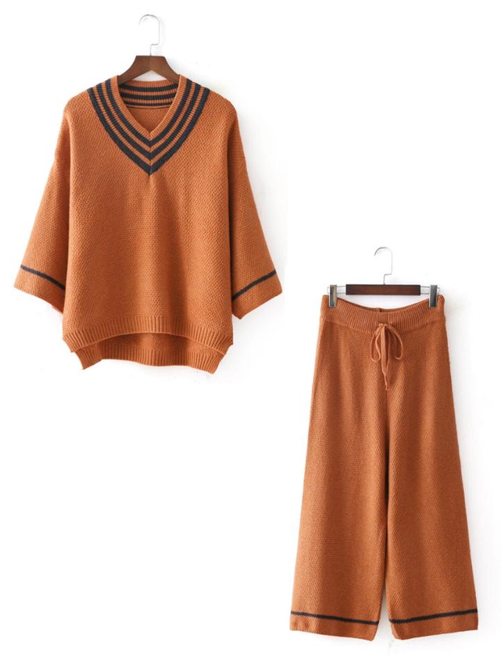 Shein Striped High Low Sweater With Pants