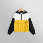 Shein Girls Color-block Hooded Jacket