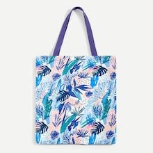 Shein Leaf Print Canvas Tote Bag