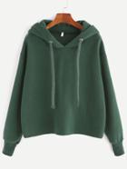 Shein Dark Green Hooded Drop Shoulder Sweatshirt